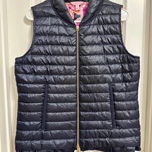 Lilly Pulitzer Blue Quilted Puffer Vest